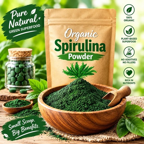 Organic spirulina powder 100 - organic, 100%