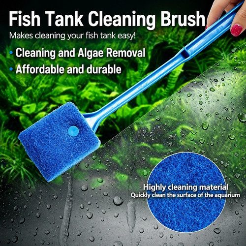 Fish tank cleaning - tank, brush